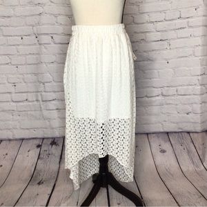 No Boundaries Cream Lace Hi Low Skirt Large 11-13 NWT